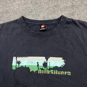 Vintage Quiksilver Shirt Mens XL Blue Graphic Palm Tree Skater Surf